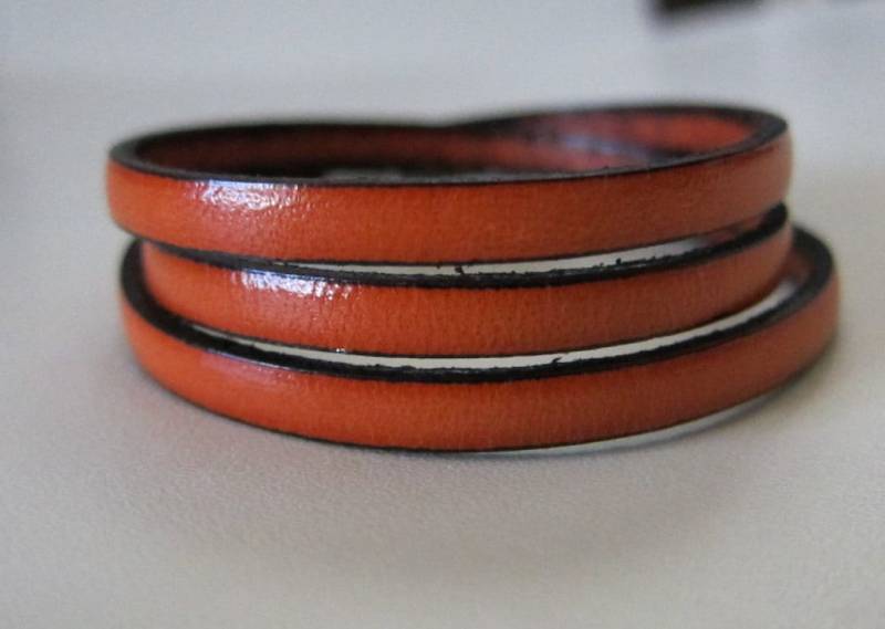 Orange Flach | 5mm Dreifach Wrap Lederarmband von pamshaffer