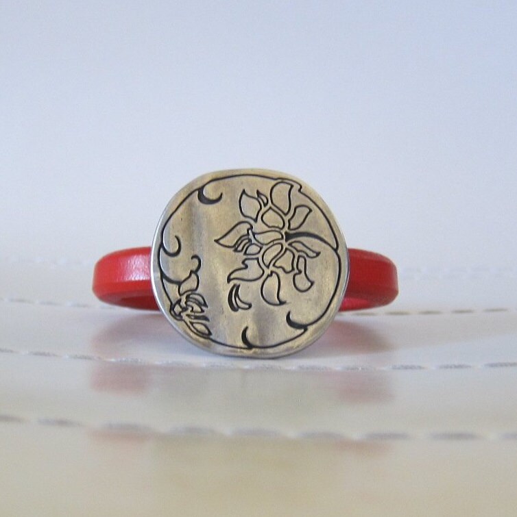 Orangen-Und Silberlizenz-Leder-Armband von pamshaffer