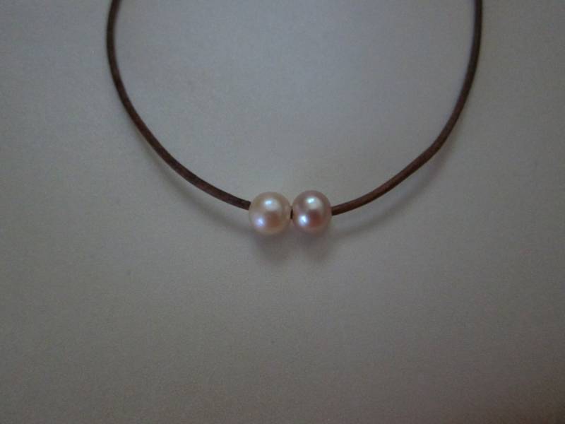 Perle Und Leder Halskette von pamshaffer