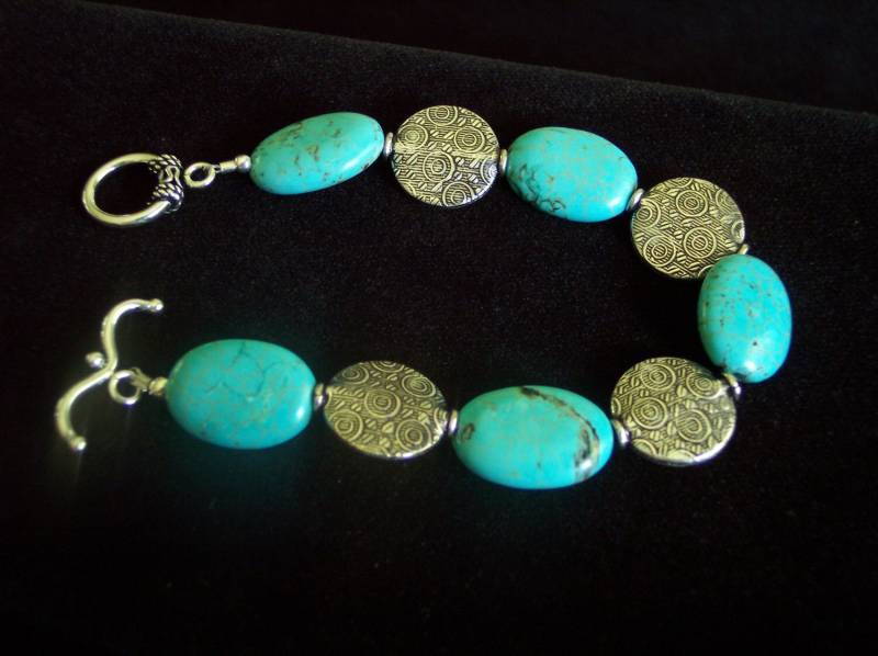 Türkis Jasper Und Silber Armband von pamshaffer