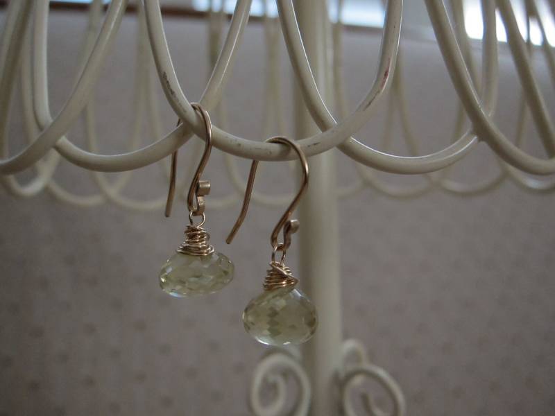 Zitronengelb Quarz Facettiert Briolette Ohrringe-2 von pamshaffer