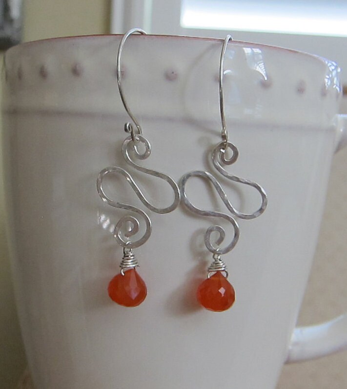 sterling Silber Und Orange Karneol Ohrringe von pamshaffer