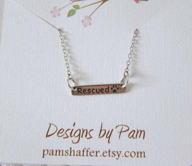 sterling Silver Bar Halskette/Gerettet Welpen Paw Tier Liebhaber von pamshaffer