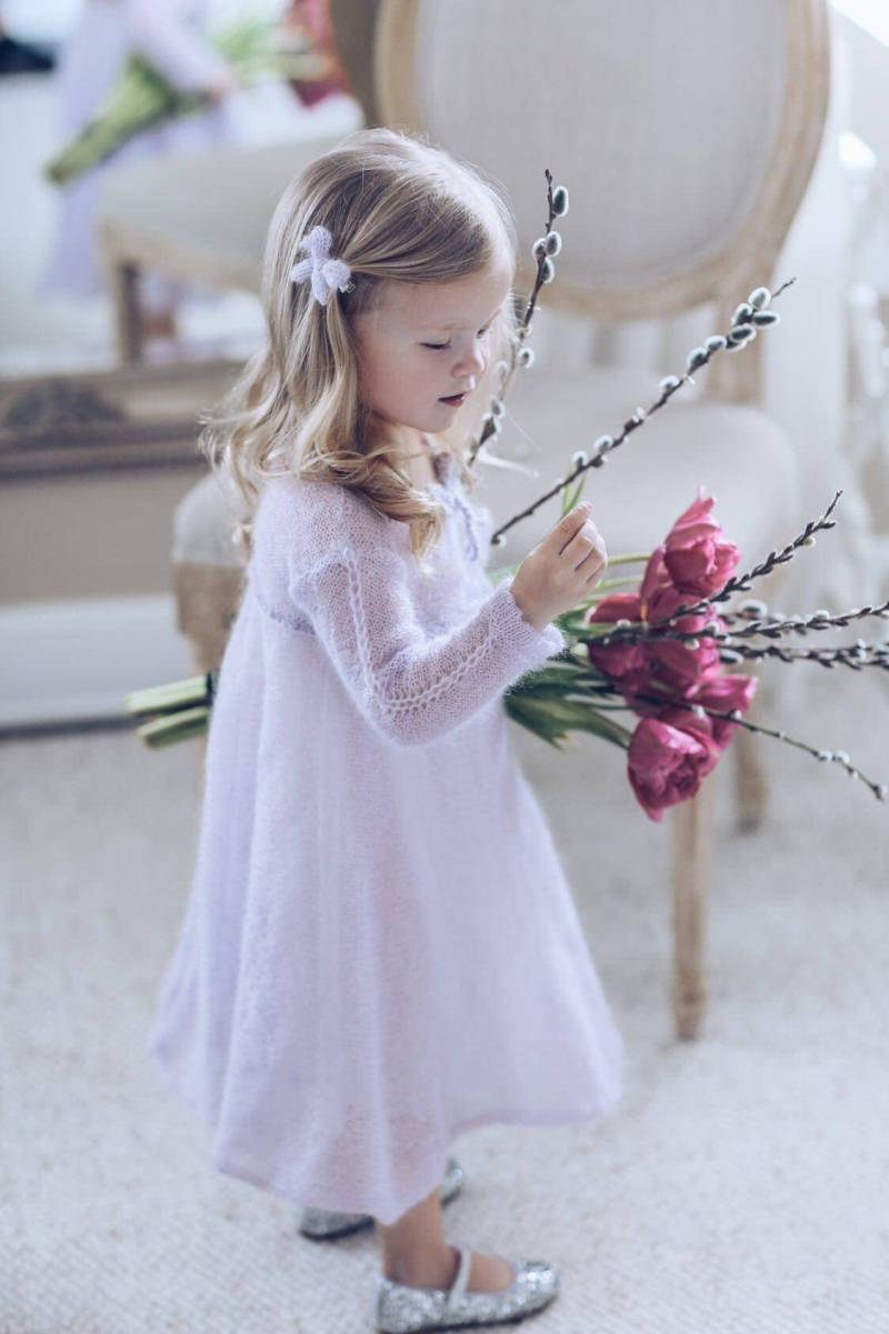 Kleinkind Blumenmädchen Kleid Langarm, Mädchen Frühlingskleid Mit Ärmeln, Baby Strickkleid von panaLt