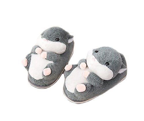 panda supermarket Tierpantoffel-Elefantpantoffelwinterhaus warme rutschfeste Baumwollpantoffel Tierische Hausschuhe Hamster Hausschuhe (L (40-44/EU), Hamster(Grey)) von panda supermarket