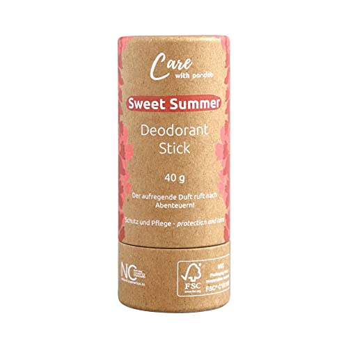 Deo-Stick Sweet Summer 40g | 100% natürlich & plastikfrei | Deodorant | festes Deo in der Papphülse | Deostift Deo Stift Deostick Women | Männer & Frauen (1 Stück) von pandoo