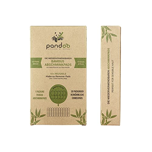 pandoo 10 wiederverwendbare und waschbare Abschminkpads aus Bambus und Baumwolle | Make-Up Remover, Wattepads | Extrem Weich, für Gesichtsreinigung und Baby | Low Waste von pandoo