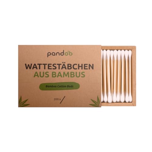 pandoo 4er Pack plastikfreie Bambus Wattestäbchen | 800 Stück | 100% biologisch abbaubar, vegan & nachhaltig | premium Wattestäbchen | Alternative für Plastik- und Papier-Wattestäbchen von pandoo