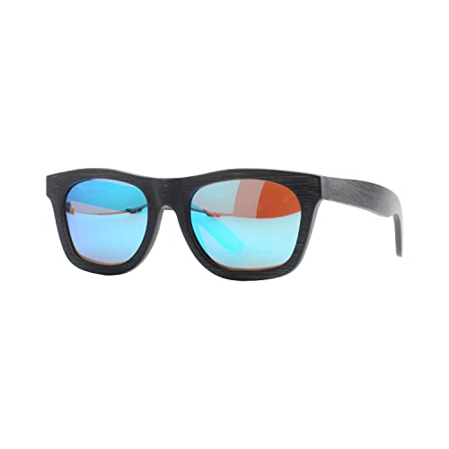 pandoo Bambus-Sonnenbrille mit Brillen-Etui | polarisiert & UV400 | verschiede Farben u verspiegelte Gläser, Damen, Herren, Unisex - Holz, UV-Schutz von pandoo