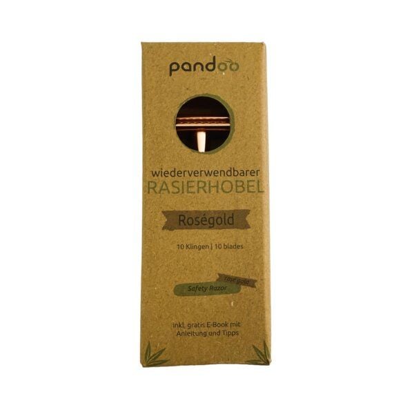 pandoo Rasierhobel Metall Schwarz & Roségold – Klassischer Sicherheitsrasierer für Damen & Herren – Nachhaltig, plastikfrei & hautschonend – Gründliche Nassrasur mit Wechselklingen von pandoo