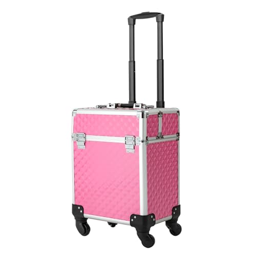 Kosmetikkoffer Schminkkoffer Beautycase für Damen Makeup Kosmetik Koffer Nagelkoffer Friseurkoffer Multifunktionaler Großer Trolley-Aufbewahrungskoffer mit Rädern und Mehreren Ebene (Peach) von panfudongk