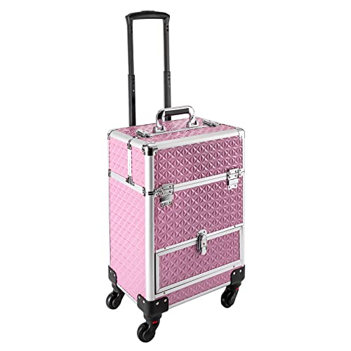 Kosmetikkoffer Schminkkoffer Beautycase für Damen Makeup Kosmetik Koffer Nagelkoffer Friseurkoffer mit Nagelorganizer und 7 Fächern für Profis und Reisen (Pink) von panfudongk