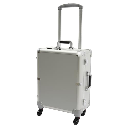 Kosmetikkoffer Schminkkoffer Damen Cosmetic Case Beautycase Beauty Make Up Kofferfür Reisen Höhenverstellbare Beine Rollkoffer mit 8 LEDs Make-up Spiegel und 4 Fächern (Silber) von panfudongk