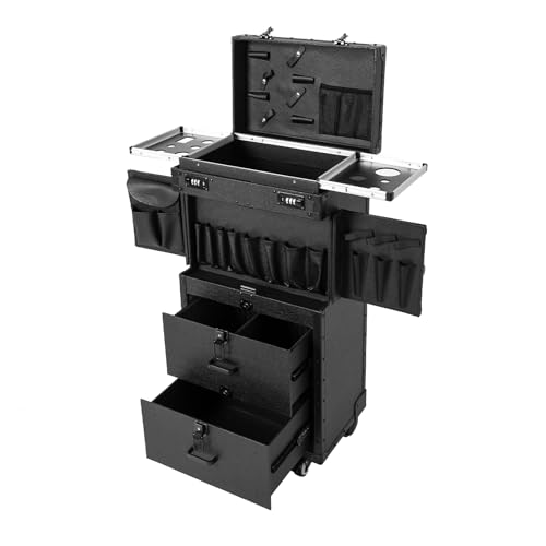 Make-up Wagen Kosmetikkoffer Schminkkoffer Damen Cosmetic Case Beautycase Beauty Make Up Koffer mit 4 Rädern und 4 Schlüsseln für professionelle Kosmetik und Friseure geeignet von panfudongk