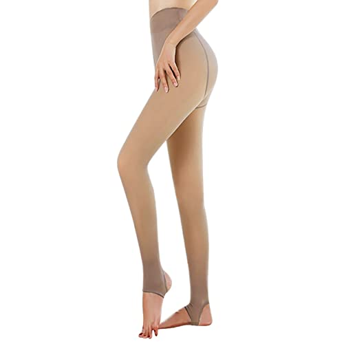 papasgix Damen Thermo Leggings Strumpfhose Verdickte Fleece Leggings Warm Winter Gefütterte Strümpfe Blickdicht Feinstrumpfhose Pantyhose Plüschstrümpfe(Kaffee 2?Mittel-200g) von papasgix