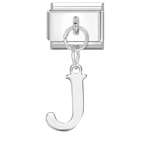 papasgix Italian Charm Bracelet Charms Anhänger Buchstaben A-Z Module für 9mm Charm Bracelets DIY Italian Style Charms für Damen Italienisches Charm Armband Zubehör Geschenk Silber J von papasgix