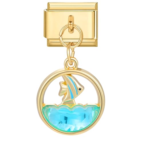 papasgix Italian Charm Bracelet Charms Anhänger Meerestier Module für 9mm Charm Bracelets DIY Italian Style Charms für Damen Italienisches Charm Armband Zubehör Geschenk Blau Qualle von papasgix