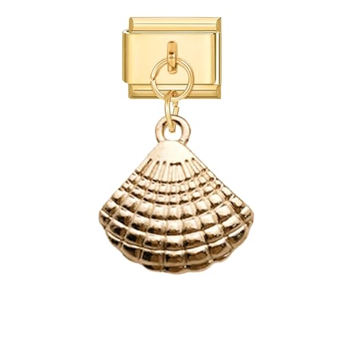 papasgix Italian Charm Bracelet Charms Anhänger Meerestier Module für 9mm Charm Bracelets DIY Italian Style Charms für Damen Italienisches Charm Armband Zubehör Geschenk Goldene Muschel von papasgix