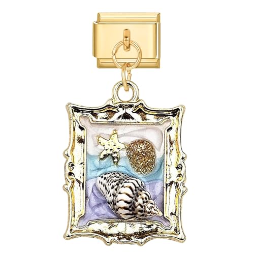 papasgix Italian Charm Bracelet Charms Gold Module für 9mm Charm Bracelets DIY Anhänger Italian Style Charms für Damen Italienisches Charm Armband Zubehör Geschenk Gold Muschel von papasgix
