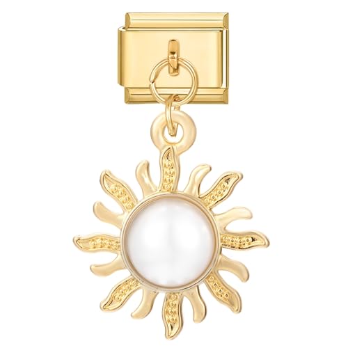 papasgix Italian Charm Bracelet Charms Gold Module für 9mm Charm Bracelets DIY Anhänger Italian Style Charms für Damen Italienisches Charm Armband Zubehör Geschenk Gold Sonne von papasgix