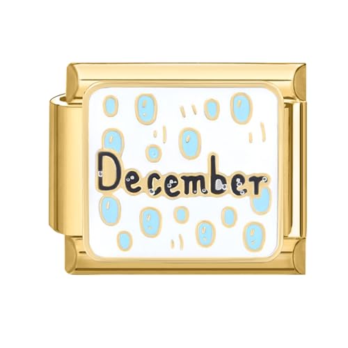 papasgix Italian Charm Bracelet Charms Gold Module für 9mm Charm Bracelets DIY Italian Style Charms für Damen 12 Monate Italienisches Charm Armband Zubehör Geschenk Gold Dec von papasgix