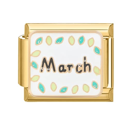 papasgix Italian Charm Bracelet Charms Gold Module für 9mm Charm Bracelets DIY Italian Style Charms für Damen 12 Monate Italienisches Charm Armband Zubehör Geschenk Gold Mar von papasgix