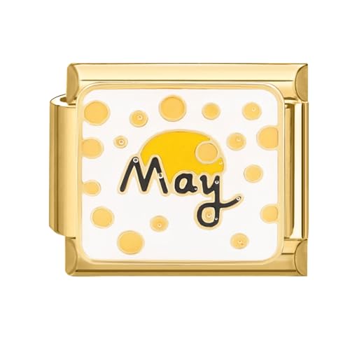 papasgix Italian Charm Bracelet Charms Gold Module für 9mm Charm Bracelets DIY Italian Style Charms für Damen 12 Monate Italienisches Charm Armband Zubehör Geschenk Gold May von papasgix