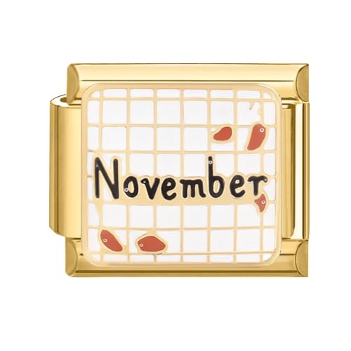 papasgix Italian Charm Bracelet Charms Gold Module für 9mm Charm Bracelets DIY Italian Style Charms für Damen 12 Monate Italienisches Charm Armband Zubehör Geschenk Gold Nov von papasgix