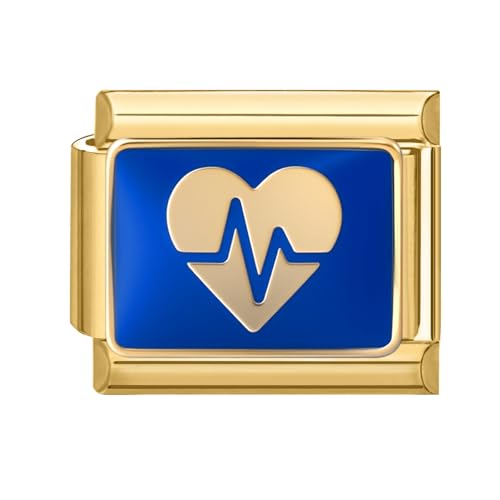 papasgix Italian Charm Bracelet Charms Gold Stern Module für 9mm Charm Bracelets DIY Italian Style Charms für Damen Italienisches Charm Armband Zubehör Geschenk Blau Hearts von papasgix