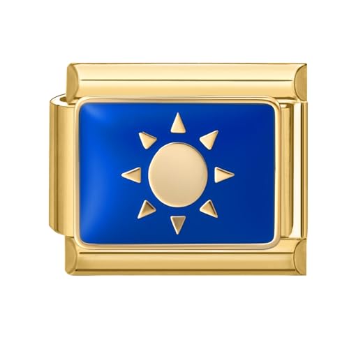 papasgix Italian Charm Bracelet Charms Gold Stern Module für 9mm Charm Bracelets DIY Italian Style Charms für Damen Italienisches Charm Armband Zubehör Geschenk Blau Sun von papasgix