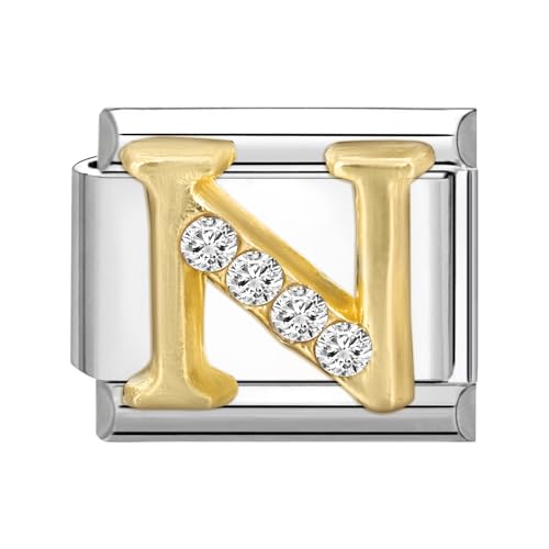 papasgix Italian Charm Bracelet Charms Module Buchstaben A-Z für 9mm Charm Bracelets DIY Italian Style Charms für Damen Italienisches Charm Armband Zubehör Geschenk Silber N von papasgix