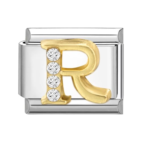 papasgix Italian Charm Bracelet Charms Module Buchstaben A-Z für 9mm Charm Bracelets DIY Italian Style Charms für Damen Italienisches Charm Armband Zubehör Geschenk Silber R von papasgix