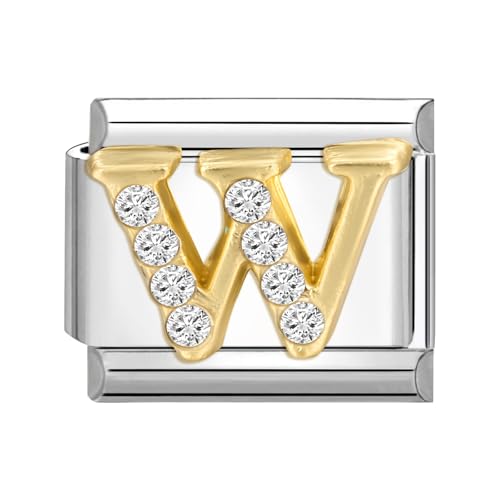 papasgix Italian Charm Bracelet Charms Module Buchstaben A-Z für 9mm Charm Bracelets DIY Italian Style Charms für Damen Italienisches Charm Armband Zubehör Geschenk Silber W von papasgix