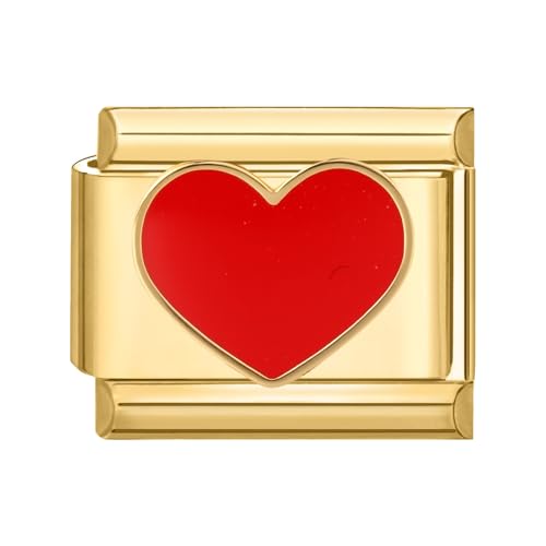 papasgix Italian Charm Bracelet Charms Module für 9mm Charm Bracelets Gold Kirsche DIY Italian Style Charms für Damen Italienisches Charm Armband Zubehör Geschenk Herz Rot von papasgix