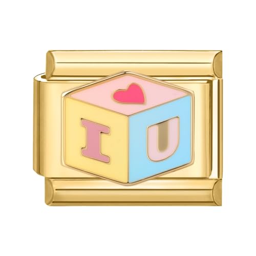 papasgix Italian Charm Bracelet Charms Module für 9mm Charm Bracelets Gold Kirsche DIY Italian Style Charms für Damen Italienisches Charm Armband Zubehör Geschenk ILU Gold von papasgix