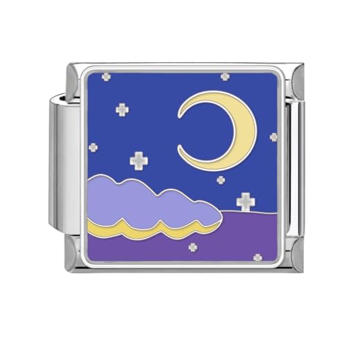 papasgix Italian Charm Bracelet Charms Silber Module für 9mm Charm Bracelets DIY Italian Style Charms für Damen Blumen Italienisches Charm Armband Zubehör Geschenk Mond Violett von papasgix