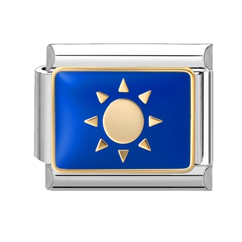 papasgix Italian Charm Bracelet Charms Silber Module für 9mm Charm Bracelets Star Moon DIY Italian Style Charms für Damen Italienisches Charm Armband Zubehör Geschenk Sonne Blau von papasgix