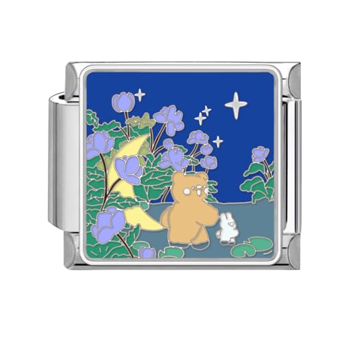 papasgix Italian Charm Bracelet Charms Silber Module für 9mm Italian Style Charms für Damen DIY Abnehmbar Blumen Italienisches Charm Armband Mädchen Junge Geschenk Braun Bär von papasgix