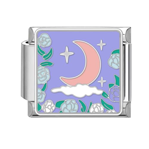 papasgix Italian Charm Bracelet Charms Silber Module für 9mm Italian Style Charms für Damen DIY Abnehmbar Blumen Italienisches Charm Armband Mädchen Junge Geschenk Lila von papasgix