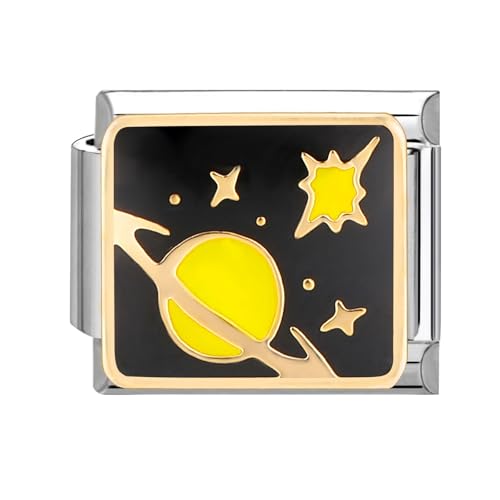 papasgix Italian Charm Bracelet Charms Silber Nacht Module für 9mm Charm Bracelets DIY Italian Style Charms für Damen Italienisches Charm Armband Zubehör Geschenk Meteorit Schwarz von papasgix