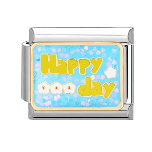 papasgix Italian Charm Bracelet Charms Silber Wörter Module für 9mm Charm Bracelets DIY Italian Style Charms für Damen Italienisches Charm Armband Zubehör Geschenk Tag Silber von papasgix