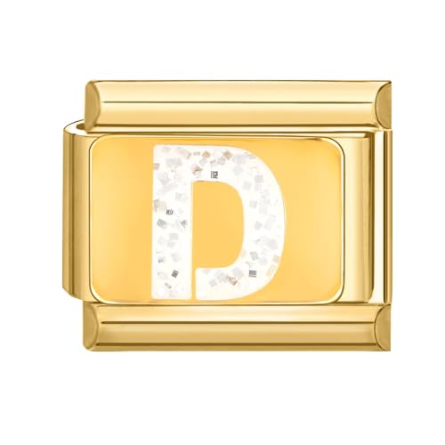papasgix Italian Charms Gold Module Buchstaben A-Z für 9mm Italian Charm Bracelet DIY Italian Style Charms für Damen Italienisches Charm Armband Zubehör Junge Mädchen Geschenk Gold D von papasgix