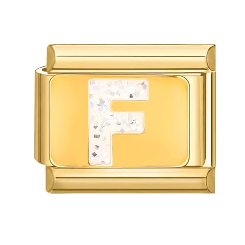papasgix Italian Charms Gold Module Buchstaben A-Z für 9mm Italian Charm Bracelet DIY Italian Style Charms für Damen Italienisches Charm Armband Zubehör Junge Mädchen Geschenk Gold F von papasgix