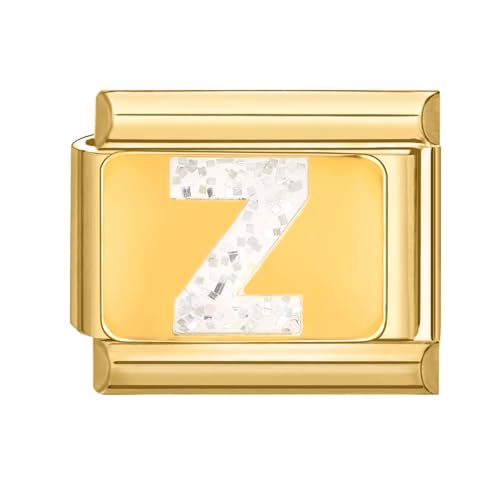 papasgix Italian Charms Gold Module Buchstaben A-Z für 9mm Italian Charm Bracelet DIY Italian Style Charms für Damen Italienisches Charm Armband Zubehör Junge Mädchen Geschenk Gold Z von papasgix