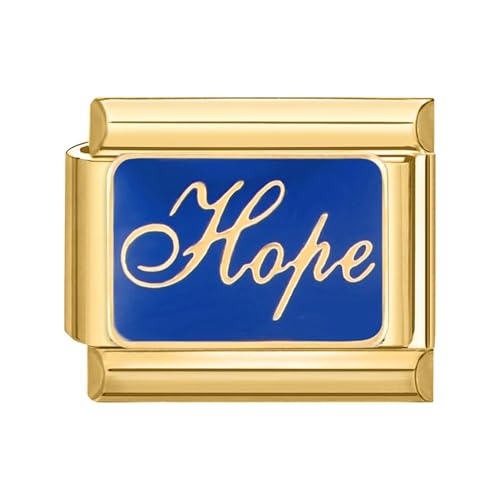 papasgix Italian Charms Gold Module für 9mm Italian Charm Bracelet DIY Diamant Italian Style Charms für Damen Abnehmbar Italienisches Charm Armband Mädchen Junge Geschenk Blue Hope von papasgix