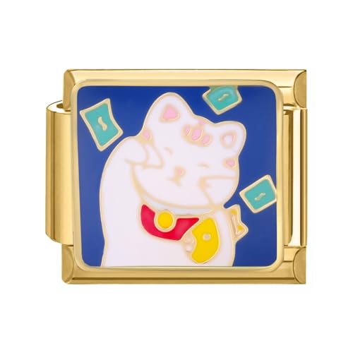 papasgix Italian Charms Gold Module für 9mm Italian Charm Bracelet DIY Italian Style Charms für Damen Abnehmbar Italienisches Charm Armband Mädchen Junge Geschenk gold Cat von papasgix