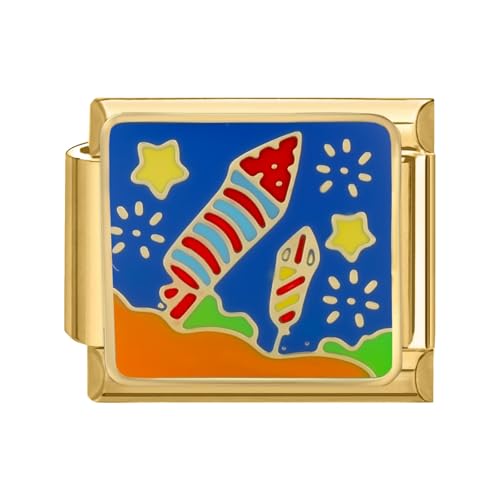 papasgix Italian Charms Gold Module für 9mm Italian Charm Bracelet DIY Italian Style Charms für Damen Abnehmbar Italienisches Charm Armband Mädchen Junge Geschenk gold Rocketeer von papasgix