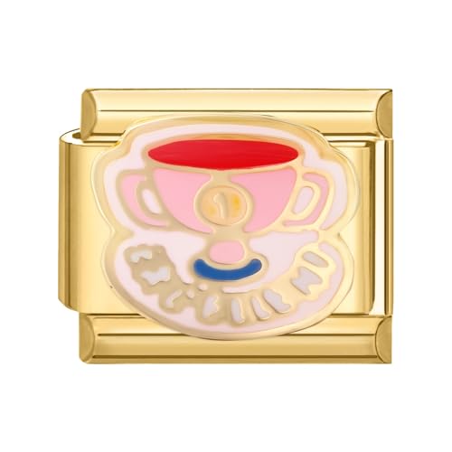 papasgix Italian Charms Gold Module für 9mm Italian Charm Bracelet DIY Italian Style Charms für Damen Abnehmbar Italienisches Charm Armband Mädchen Junge Geschenk gold excellent von papasgix