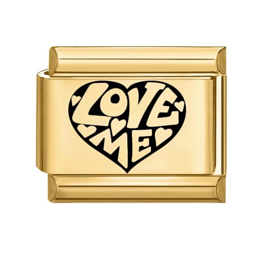 papasgix Italian Charms Gold Module für 9mm Italian Charm Bracelet DIY Katze Hund Italian Style Charms für Damen Abnehmbar Italienisches Charm Armband Mädchen Junge Geschenk Gold love me von papasgix