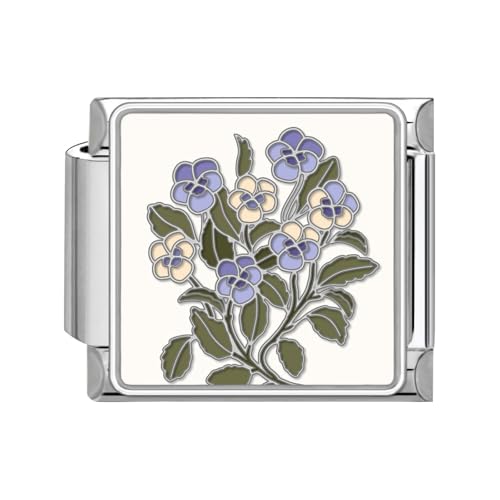 papasgix Italian Charms Module Blumen für 9mm Italian Charm Bracelet DIY Italian Style Charms für Damen Abnehmbar Italienisches Charm Armband Zubehör Mädchen Junge Geschenk(Weiß Violett) von papasgix